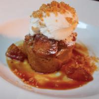 Caramel Apple Bread Pudding  · Apple and brioche bread pudding with cider caramel sauce