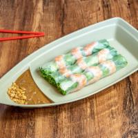 A3. Fresh Spring Roll · Goi cuon. 3 rolls. Served with shrimp, lettuce, mint, and vermicelli.
