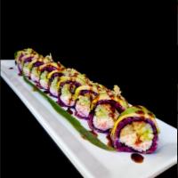 Caterpiller Roll · Fresh grilled eel, crab salad, cucumber with avocado and eel sauce