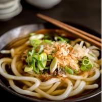 Udon Noodle Soup · Deep veggie broth infused with Japanese thick Udon noodles. 