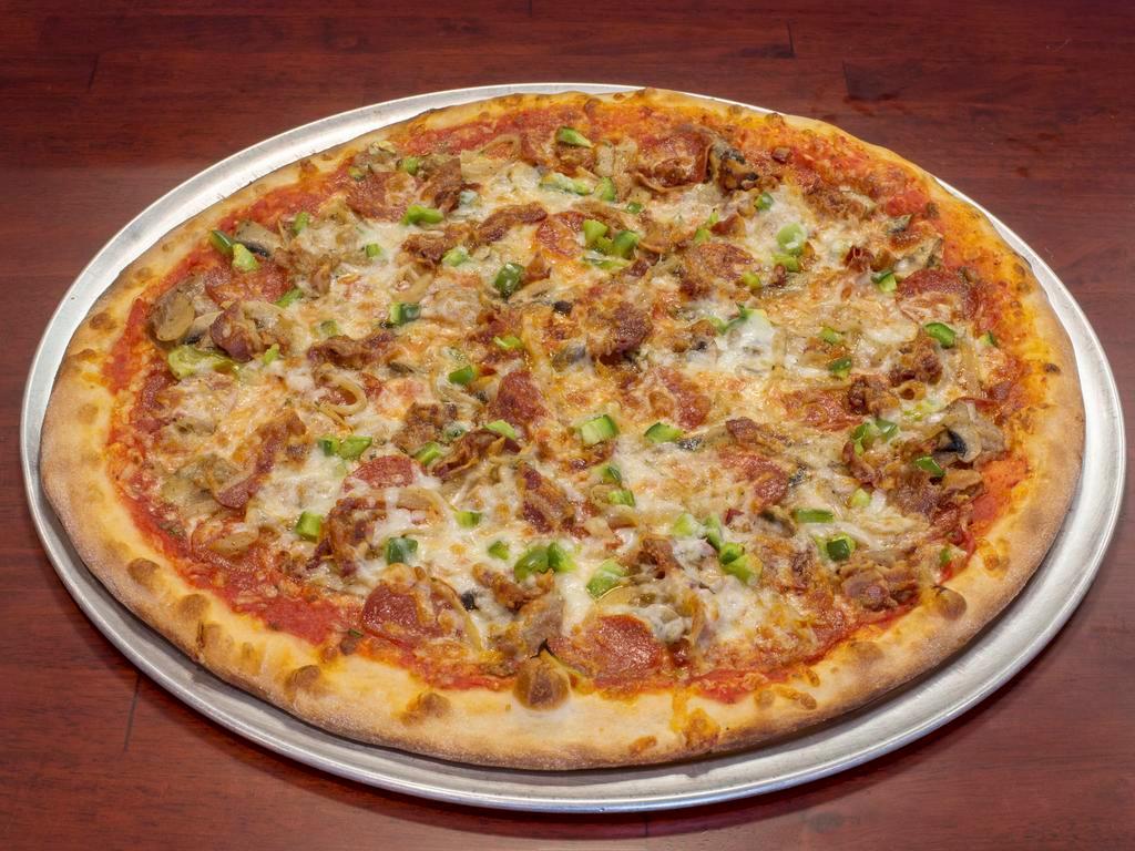 14. Supreme Pizza · Ham, pepperoni, sausage, peppers, onions and mushroom.