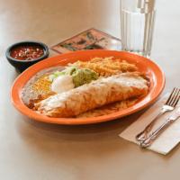 Burrito Especial · Flour tortilla filled with choice of: chicken, steak, shredded pork, or Shrimp
with onions, ...