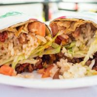 Burritos · With your choice of meat, cheese, rice, beans, lettuce, tomatoes.