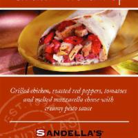 Chicken Verona Wrap · Grilled chicken, roasted red peppers, tomatoes, mozzarella cheese,iceberg lettuce, basil wit...