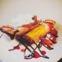 POLISH CREPES  · Sweet Farmer`s sweet cheese stuffed crepes, drizzled w/ raspberry sauce 