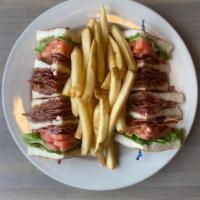 BLT Club · Bacon, lettuce, tomato, mayo, white toast, French fries