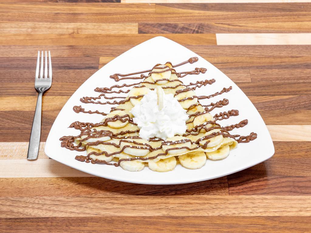 Banana Tella Crepe · Banana, Nutella & powder sugar. (Whipped Cream not served with delivery)