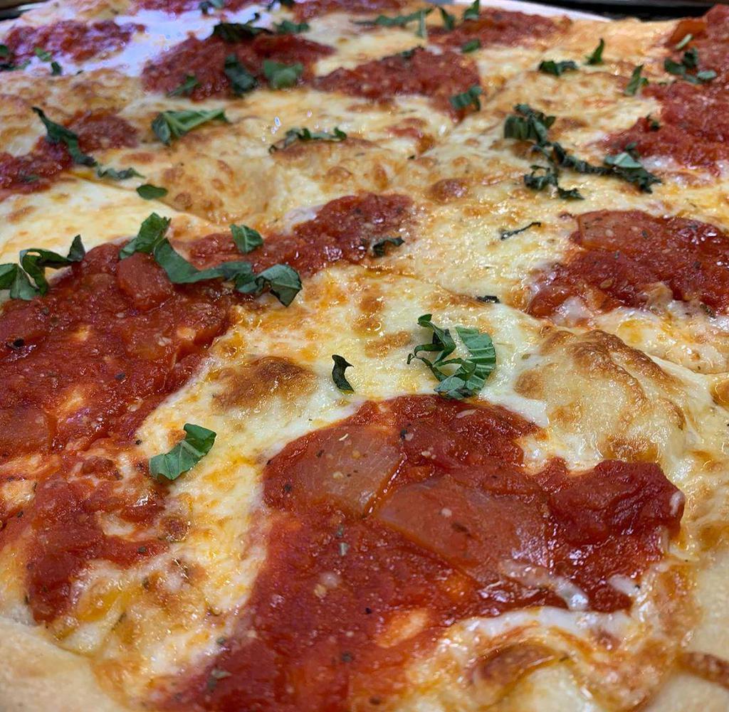 Grandpa Pizza · Rectangular pan pizza with mozzarella, seasoned bread crumbs, red onions and our Italian plum tomato sauce. 8 Slices.