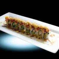 Hot Night Roll · Shrimp tempura, crab stick, cucumber and avocado, top with spicy tuna, crunch mix, spicy may...