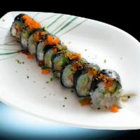 Rock and Roll  · Shrimp tempura, crab stick, cream cheese, avocado and cucumber top with masago fish egg and ...