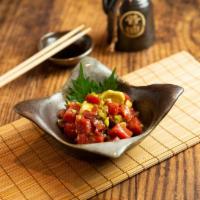 Tunacado · Diced tuna with avocado, pickled wasabi, nikiui soy sauce.