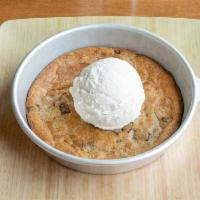 Baked To Order Jumbo Cookie · 6 inch cookie served with a scoop of chocolate or vanilla ice cream.