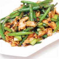 Chicken with String Beans · Chicken and string bean lightly sauteed with black bean sauce.
