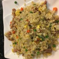 Fried Rice · Combination has chicken, beef, shrimp and peas, carrots, bean sprouts, eggs.