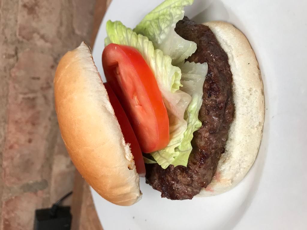 All American Beef Burger · Served with lettuce and tomato. Add cheese for an additional charge. 