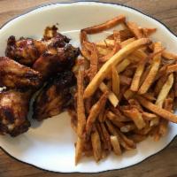 5 Pieces Bed-Stuy BBQ Wings · With fries and 1 Zaca side.