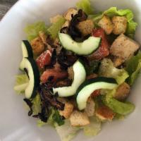 Cafe Rose Classic Salad · Tomato, cucumber, oven roasted shiitake, croutons, crisp greens, choice of dressing: ranch, ...
