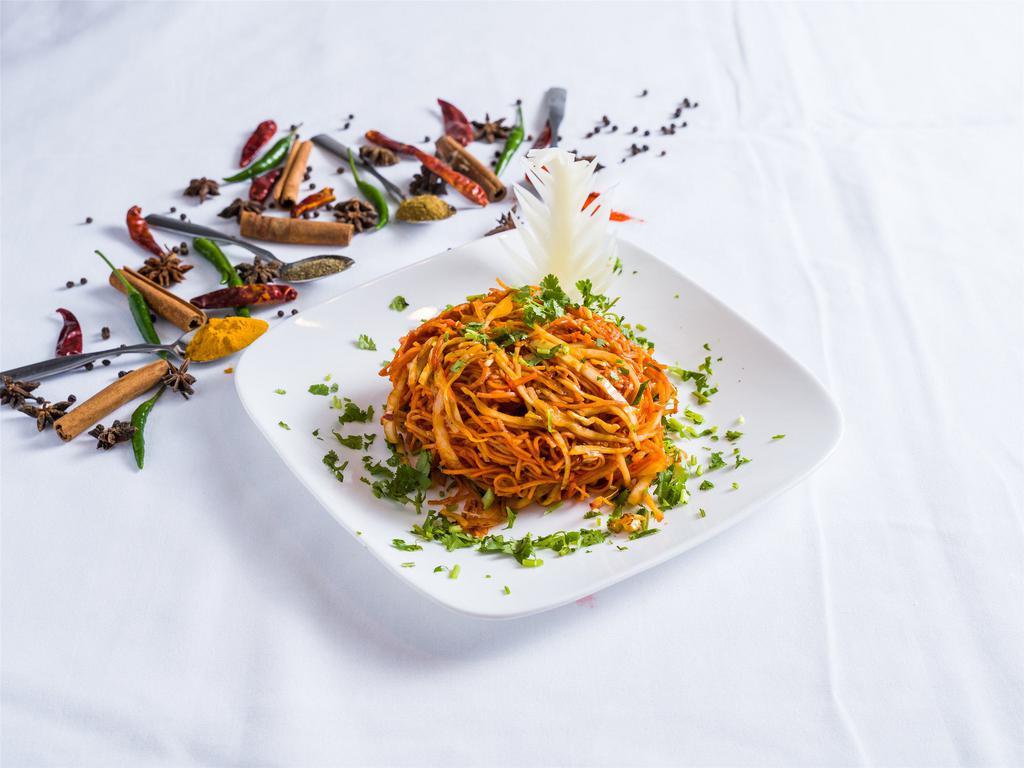 Chili Garlic Noodles · Hakka noodles tossed with chili and garlic.