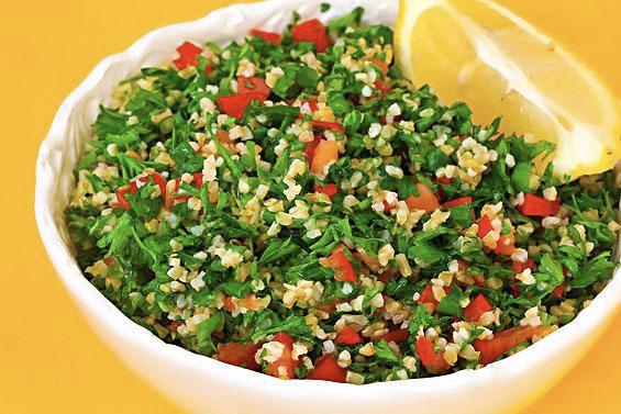 Tabule Salad · Bulgur, parsley, tomatoes, mint, onion, olive oil, and lemon.
