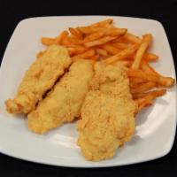 Kid's Chicken Fingers · 3 white meat chicken fingers served with french fries.