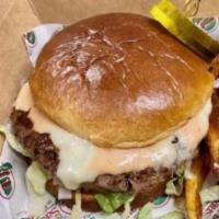 The Big Smack Burger · Favorite. Choice of protein, farmhouse sauce, lettuce, American cheese, pickles, diced red o...