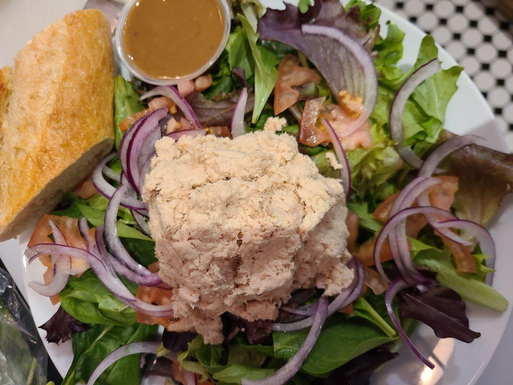 Tuna Salad · Lettuce, tomato, and onions. Balsamic vinaigrette on the side. Serve with a side of baguette.