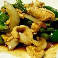 Sweet and Spicy · Thai sweet chili paste, green bean, onions and bell peppers. Served with white rice. Spicy.