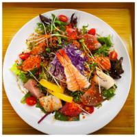 Sashimi Salad · Salad with a seasoned mixed seafood base that is occasionally dressed with mayonnaise. 