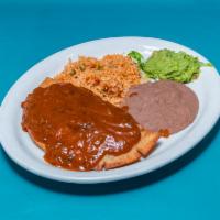 Chimichanga Specialty · Beef or chicken. Puff pastry stuffed with your choice of ground beef or chicken in salsa, de...