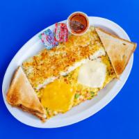 Veggie Omelette · Green and red bell peppers, onions, tomatoes, shredded cheddar cheese. Served with choice of...