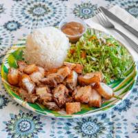 Lechon Kawali · All entrees served with steamed rice. Chunks of pork belly braised then deep fried till cris...