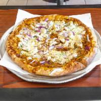 Barbeque Chicken Specialty Pizza · BBQ base sauce with sliced chicken,cheese, red onion, and cilantro
