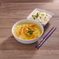 Yellow Curry · Choice of protein with potatoes, carrots, onions, bell peppers and spicy yellow curry sauce.