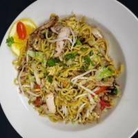 Yaki-Soba · Stir fried noodles, egg & vegetables w/ choice of protein.