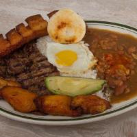 33. Bandeja Tipica · Colombian typical dish with grilled top round steak.