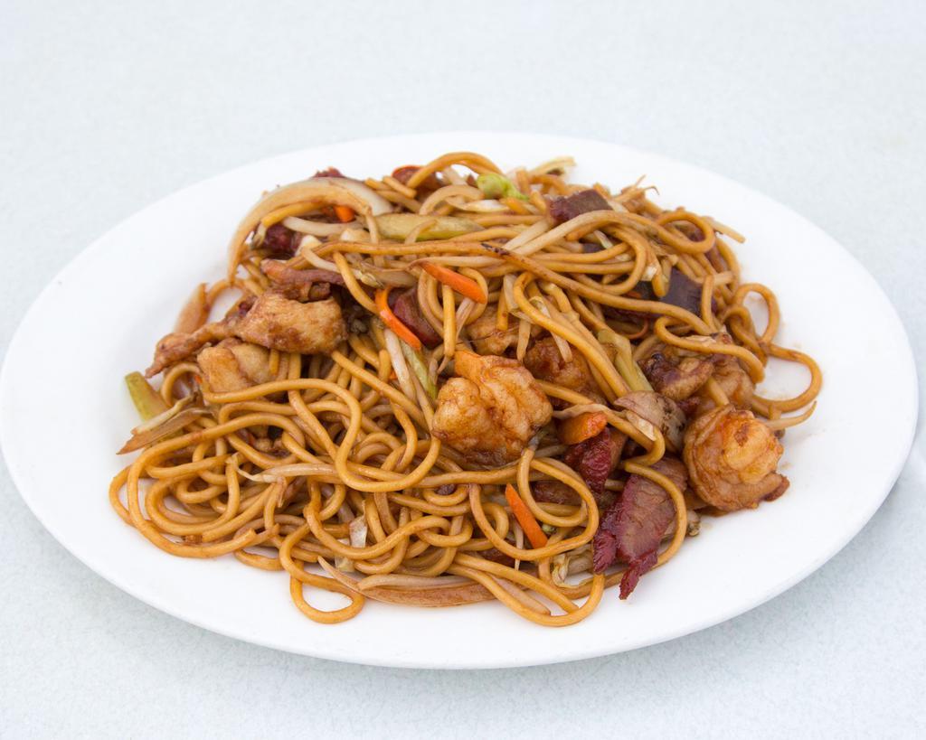 96. Assorted Lo Mein · Served with chicken, shrimp and pork.