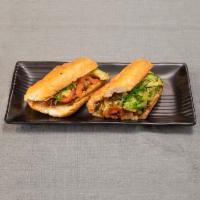 A la Mexicana Grilled Sandwich · Beef, sauteed jalapenos, onions and tomatoes. Served in a 6-inch white baguette with mozzare...