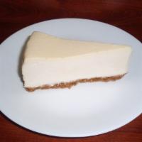 Cheese Cake · One slice of factory cut cheesecake.