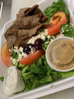 Mini Gyro Salad · Smaller Version Of Our large Gyro Salad With Athenian Salad, Gyro Meat, Tzatziki and Greek Dressing