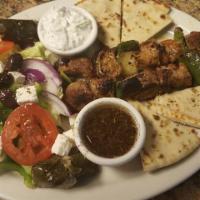 Souvlaki · Tender cuts of your choice of meat skewered and marinated in special Greek seasoning for 2 d...