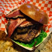 Pastrami Burger · Our classic beef burger topped with grilled pastrami & grilled onions