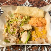 3. Fajitas Plate · Tender strips of steak or chicken, marinated and cooked with onion, bell, peppers and tomato...