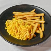 Tiny Mac · Kraft mac and cheese served with a side of fries.