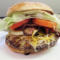 Bacon Cheeseburger · Hamburger topped with cheese and bacon.