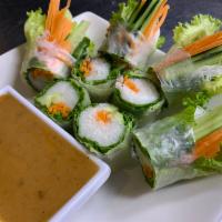 Fresh Roll · Rice vermicelli wrapped in rice paper with lettuce, cucumber, carrot, served with peanut sau...