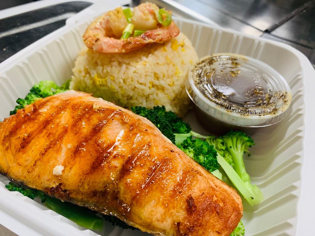 A1. Garlic Salmon Dinner Special · Salmon steak grilled to perfection served with sweet garlic sauce and steamed broccoli.
