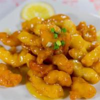 Lemon Chicken · Lightly breaded chicken breast meat, fried and served with light and refreshing lemon sauce....