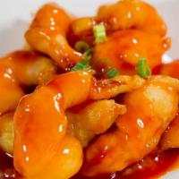 Sweet and Sour Shrimp · Jumbo shrimp cooked in an egg batter and fried until golden brown topped with sweet and sour...