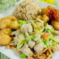 #6 Combo *SH*FR*S/S PK*SUBGUM CM* · Fried shrimp, pork fried rice, sweet and sour pork and chicken subgum chow mein. We do not t...