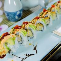 8 Pieces American Dream Roll · Inside: tempura shrimp, cucumber. outside avocado, tobiko, spicy mayo and eel sauce. Contain...